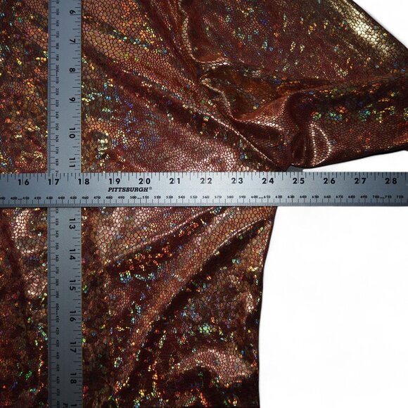 Charades Men's XL Vintage Metallic Foil Psychedelic Animal Print Disco Button Up - Picture 8 of 9